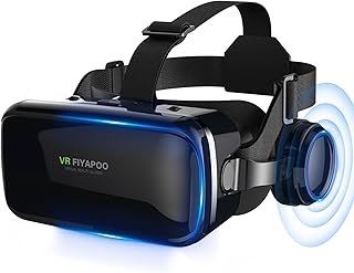 Casque VR HD Lunettes 3D avec Écouteurs Hi-FI Intégrés, Réalité Virtuelle pour Téléphone, pour Films et Jeux, avec Smartphones Android et iPhone (4,7 à 6,7 Pouces), Cadeau Parfait pour Noël