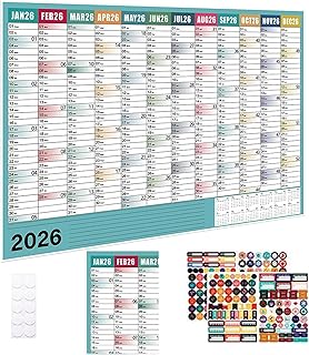 Calendrier Mural 2026 12 Mois | Calendrier Mural 2026 Grand Format,Planificateur Mensuel Académique Poster Pour Dortoir Bureau Salle De Classe Maison Étudiant Enseignant Appartement Noël Nouvel An