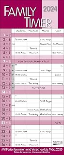 Agenda familial Mauve 2024 : agenda familial avec 4 colonnes larges. Calendrier familial de qualité avec dates de vacances, aperçu jusqu'en mars 2025 et informations supplémentaires utiles.