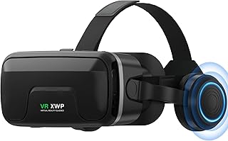 XWP Casque VR 3D avec Écouteurs, Lunettes De Réalité Virtuelle (VR) avec Lentilles HD pour Smartphone, pour 3D Jeux Et Films Jouet, Compatible iPhone&Android (4,7–7,2