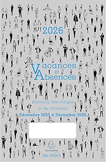 Exacompta 29500E - Planning des Vacances et absences - 29,7 x 20 cm - Vacances scolaires inclues - Décembre 2025 à décembre 2026