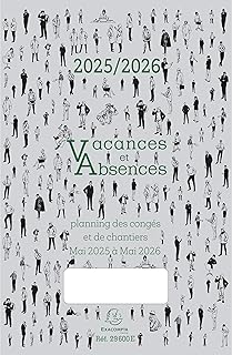 Exacompta 29600E - Planning des congés - Vacances et absences - 20 x 29,7 cm - Mai 2025 à Mai 2026