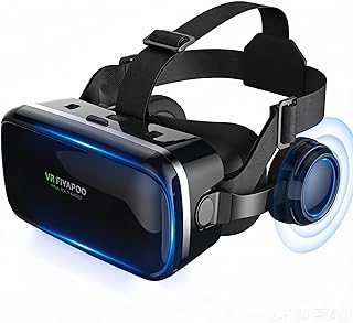 Casque VR HD Lunettes 3D avec Écouteurs Hi-FI Intégrés, Réalité Virtuelle pour Téléphone, pour Films et Jeux, avec Smartphones Android et iPhone (4,7 à 6,7 Pouces), Cadeau Parfait pour Noël