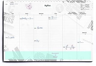 Planificateur Hebdomadaire de Table - Calendrier Perpetuel A4 détachable - planning semaine papier/agenda 2025 2026 / planner 2026 semainier/tableau planning mensuel/week planner